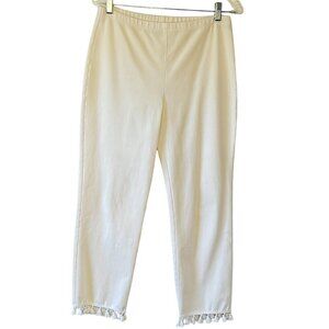 Karen Kane Ponte Ankle Crop Pants Tassels at Hem Elastic Waist Pull on Size Med